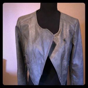 Bar III Green Motorcycle Cropped Jacket